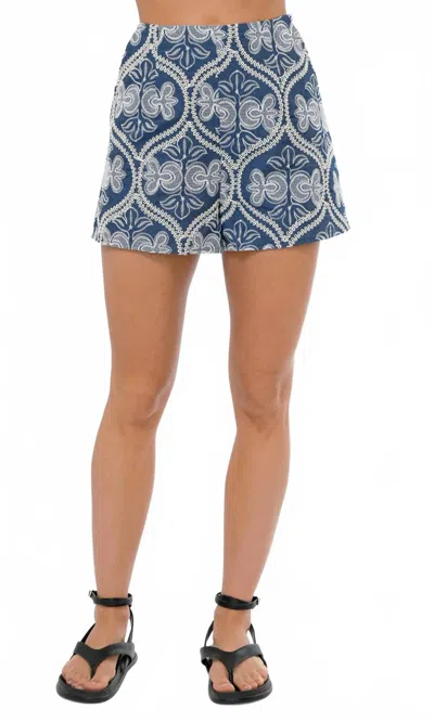 Greylin Romy High Waist Embroidered Shorts In Blue