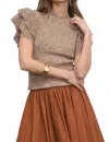 Greylin Rowe Flutter Sleeve Knit Top In Brown In Brown