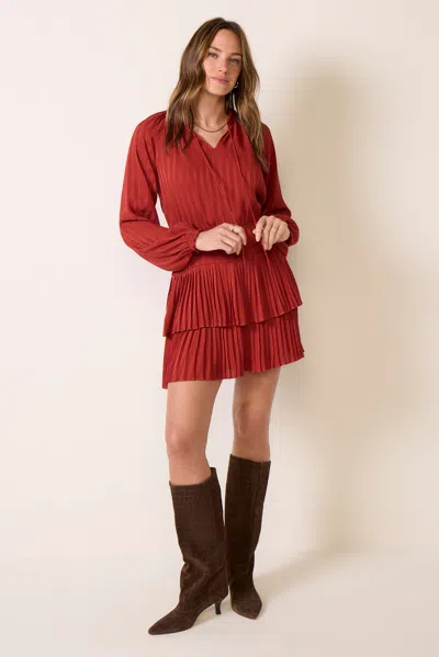 Greylin Rue Pleated Mini Dress In Red