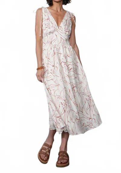 Greylin Sadie Tie Shoulder Midi Dress In Ivory In Multi