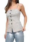 Greylin Sandi Button Front Top In White In Blue