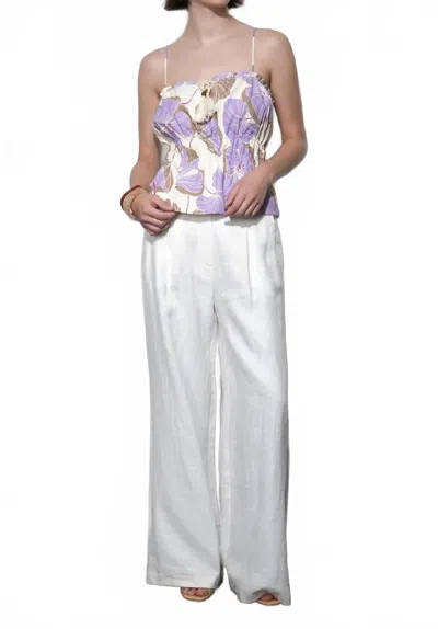 Greylin Savannah Wide Leg Linen Pants In White
