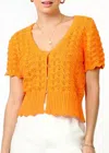 Greylin Shanti Scalloped Open Neck Cardigan In Orange In Orange