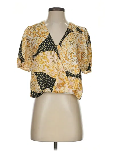 Pre-owned Greylin Short Sleeve Blouse In Gold