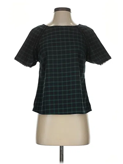 Pre-owned Greylin Short Sleeve Top Green Square Neckline Tops