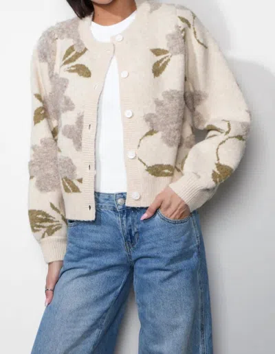 Greylin Skylar Cozy Floral Cardigan In Ivory In Neutral
