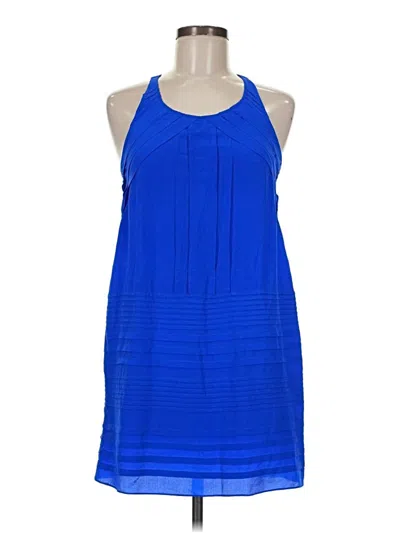 Pre-owned Greylin Sleeveless Silk Top Blue Halter Neckline Tops