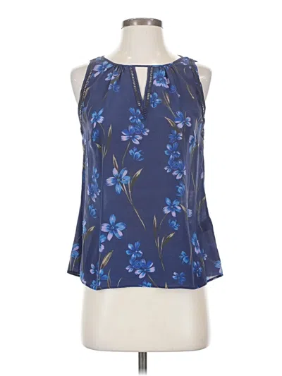Pre-owned Greylin Sleeveless Silk Top Blue Halter Neckline Tops