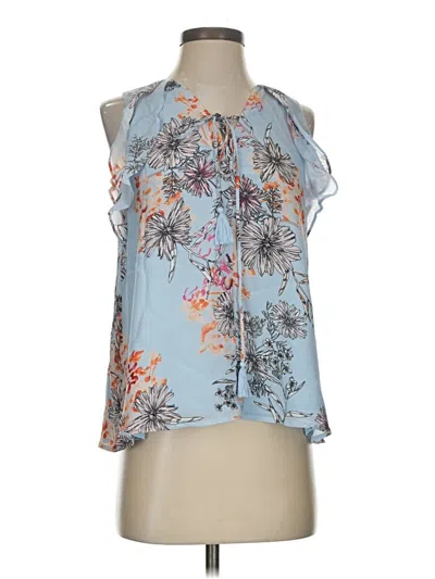 Pre-owned Greylin Sleeveless Silk Top Blue Halter Neckline Tops
