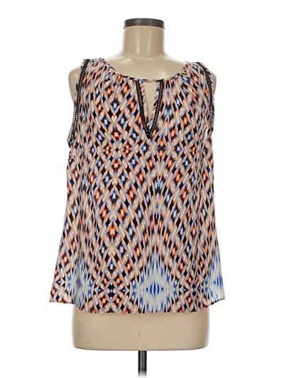 Pre-owned Greylin Sleeveless Silk Top Blue Strapless Neckline Tops
