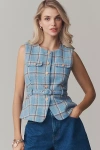Greylin Sloane Belted Vest Top In Blue