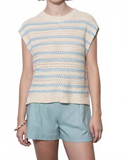 Greylin Solana Boxy Sweater Top In Ivory Blue In White