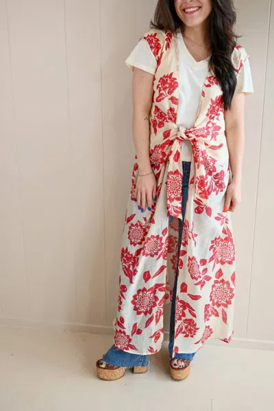 Greylin Spazier Avenue Tie Front Duster In Floral In White