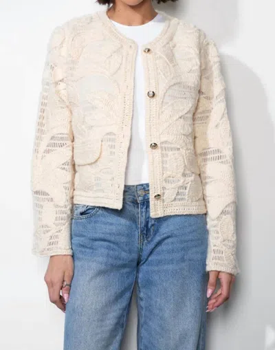 Greylin Sutton Open Crochet Cardigan In Cream In White