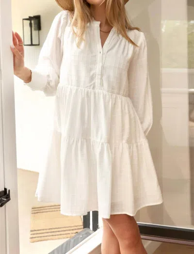 Greylin Teagan Windowpane Popover Mini Dress In White