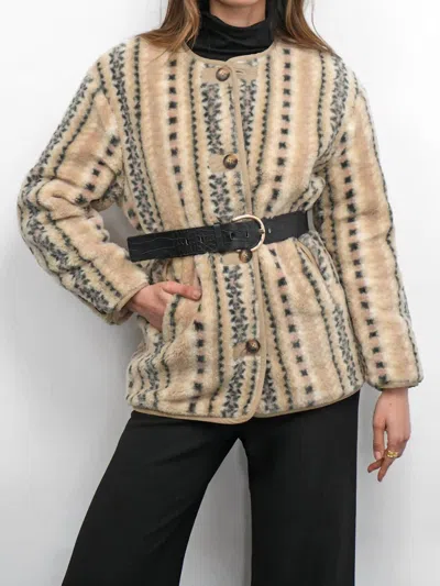 Greylin Toni Reversible Shearling Jacket In Beige In Sand