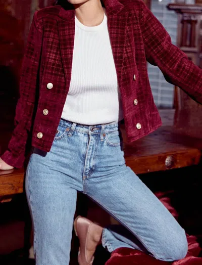 Greylin Tricia Cropped Blazer In Merlot In Red