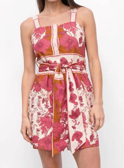 Greylin Tristin Border Mini Dress In Ecru/coral In Pink