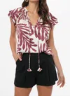 Greylin Trixxie Flutter Sleeve Blouse In Ivory/cherry In Multi