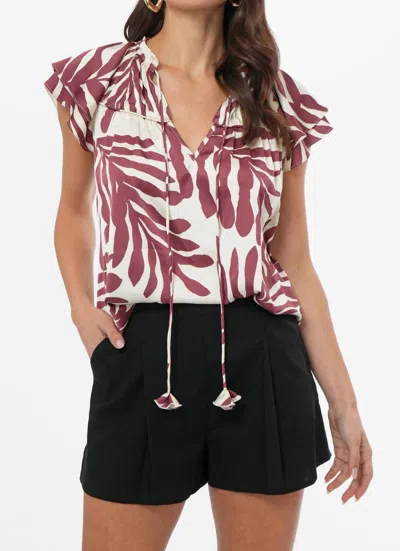 Greylin Trixxie Flutter Sleeve Blouse In Ivory/cherry In Multi