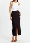 Greylin Vicki Front Slit Midi Skirt In Black In Black