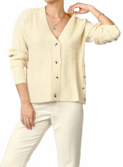 Greylin Vickie Cable Knit Oversized Cardigan In Ivory In Multi