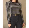 Greylin Wally Stripe Knit Tee Top In Navy-lemon In Multi