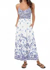 Greylin Weldon Grove Smocked Midi Dress In Purplw/white In Blue