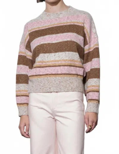 Greylin Wendy Slouchy Crew Neck Stripe Sweater In Multi