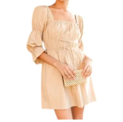 Greylin Willow Balloon Sleeve Poplin Dress In Tan In Multi