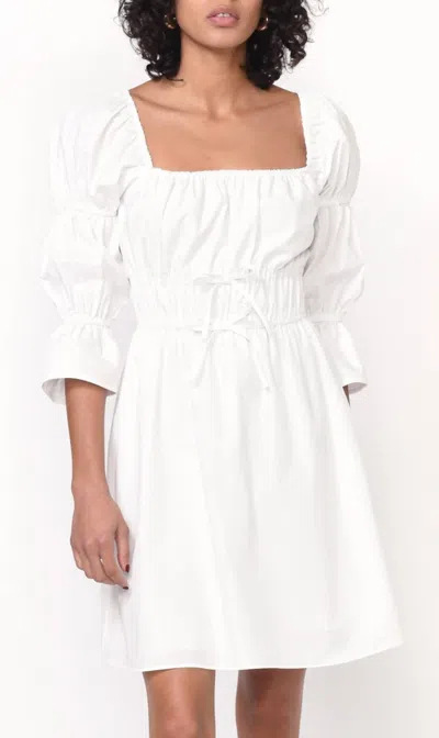 Greylin Willow Balloon Sleeve Poplin Dress In White