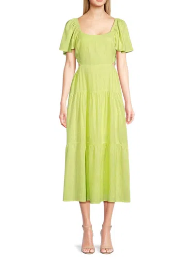 Greylin Women's Cutout Midi A Line Dress In Celery