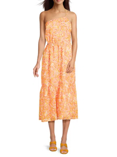 Greylin Women's Floral One Shoulder Dress In Orange