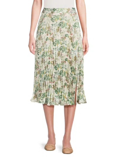 Greylin Women's Floral Pleated Midi Skirt In Ivory