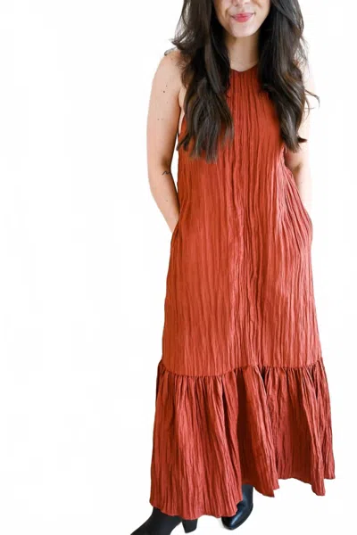 Greylin Women's Park Place Textured Cross Back Midi Dress In Brown