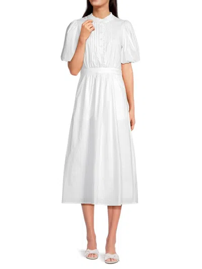 Greylin Women's Pin Tuck A Line Midi Dress In White