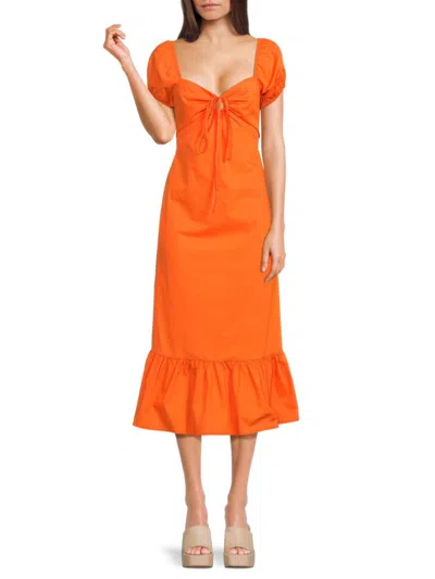 Greylin Women's Puff Midi A Line Dress In Orange