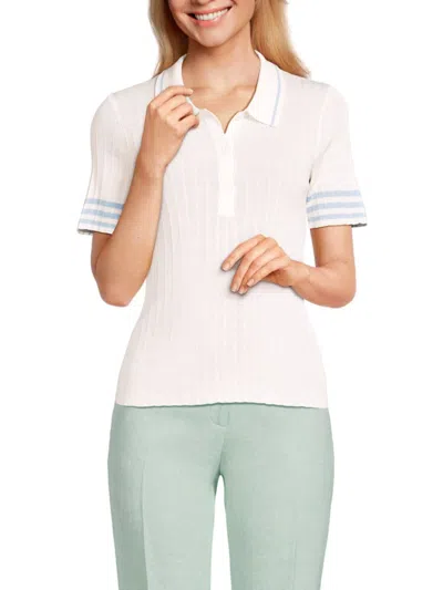 Greylin Women's Ribbed Tipped Polo In White
