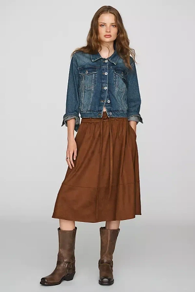 Greylin Wren Faux-suede Midi Skirt In Beige
