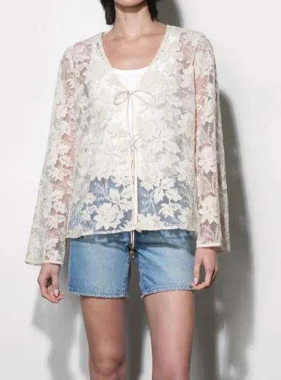 Greylin Zaylee Sheer Embroidery Lace Cardigan In Natural In White