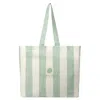 Greymint Women's Green / White  Green Striped Tote Bag In Multi