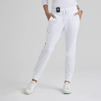 Grey's Anatomy By Barco Classic Grp534 Kira 5-pocket Mid-rise Jogger Womens Moisture Wicking Scrub Pant In White