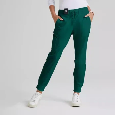 Grey's Anatomy By Barco Classic Grp534 Kira 5-pocket Mid-rise Jogger Womens Plus Tall Moisture Wicking Scrub Pant In Green