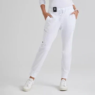 Grey's Anatomy By Barco Classic Grp534 Kira 5-pocket Mid-rise Jogger Womens Plus Tall Moisture Wicking Scrub Pant In White