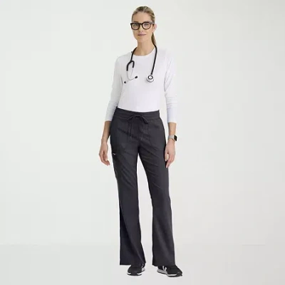 Grey's Anatomy By Barco Classic Grp735 Erin 5-pocket Mid-rise Fit & Flare Leg Womens Plus Tall Stretch Fabric Moisture Wicki In Gray
