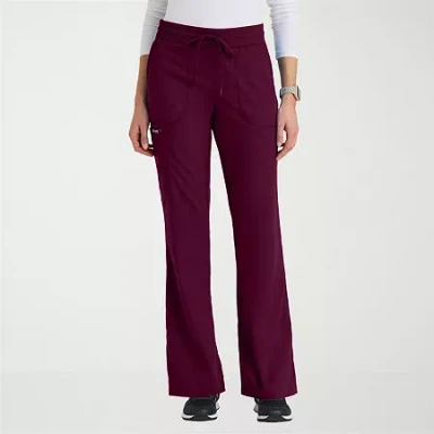 Grey's Anatomy By Barco Classic Grp735 Erin 5-pocket Mid-rise Fit & Flare Leg Womens Plus Tall Stretch Fabric Moisture Wicki In Red