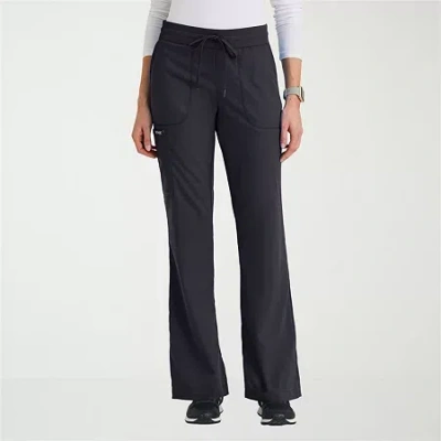 Grey's Anatomy By Barco Classic Grp735 Erin 5-pocket Mid-rise Fit & Flare Leg Womens Stretch Fabric Moisture Wicking Scrub P In Gray