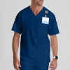 Grey's Anatomy By Barco Classic Grt091 Evan 2-pocket Mens Big And Tall V Neck Short Sleeve Moisture Wicking Scrub Top In Blue