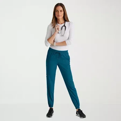 Grey's Anatomy By Barco Spandex Stretch Direct Grsp632 Dash 5-pocket Mid-rise Jogger Womens Petite Stretch Fabric Moisture W In Blue
