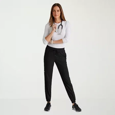 Grey's Anatomy By Barco Spandex Stretch Direct Grsp632 Dash 5-pocket Mid-rise Jogger Womens Plus Tall Stretch Fabric Moistur In Black